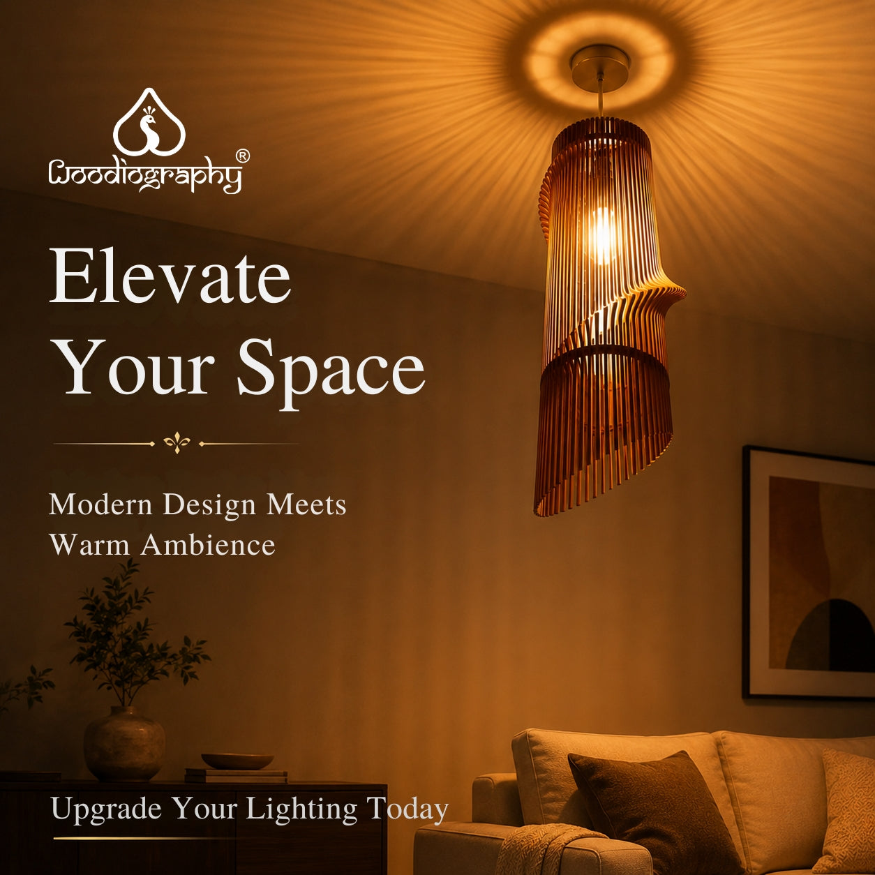Spiral wooden lamp