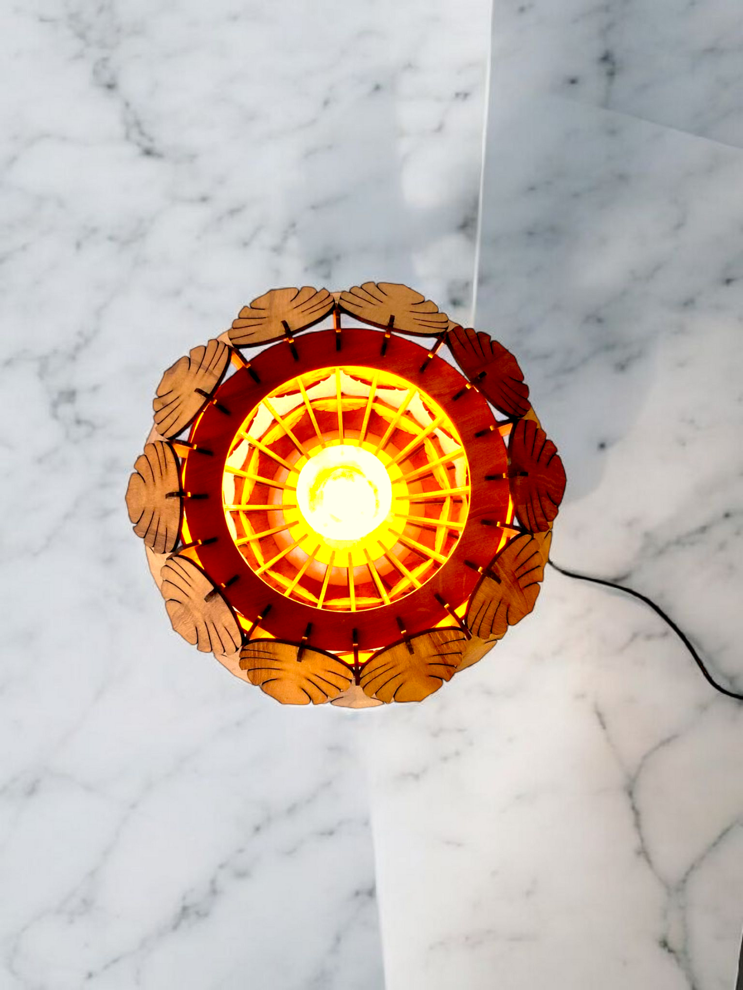 woodiography Handcrafted Wooden Table Lamp pineapple shape for bedroom, side table and home decoration
