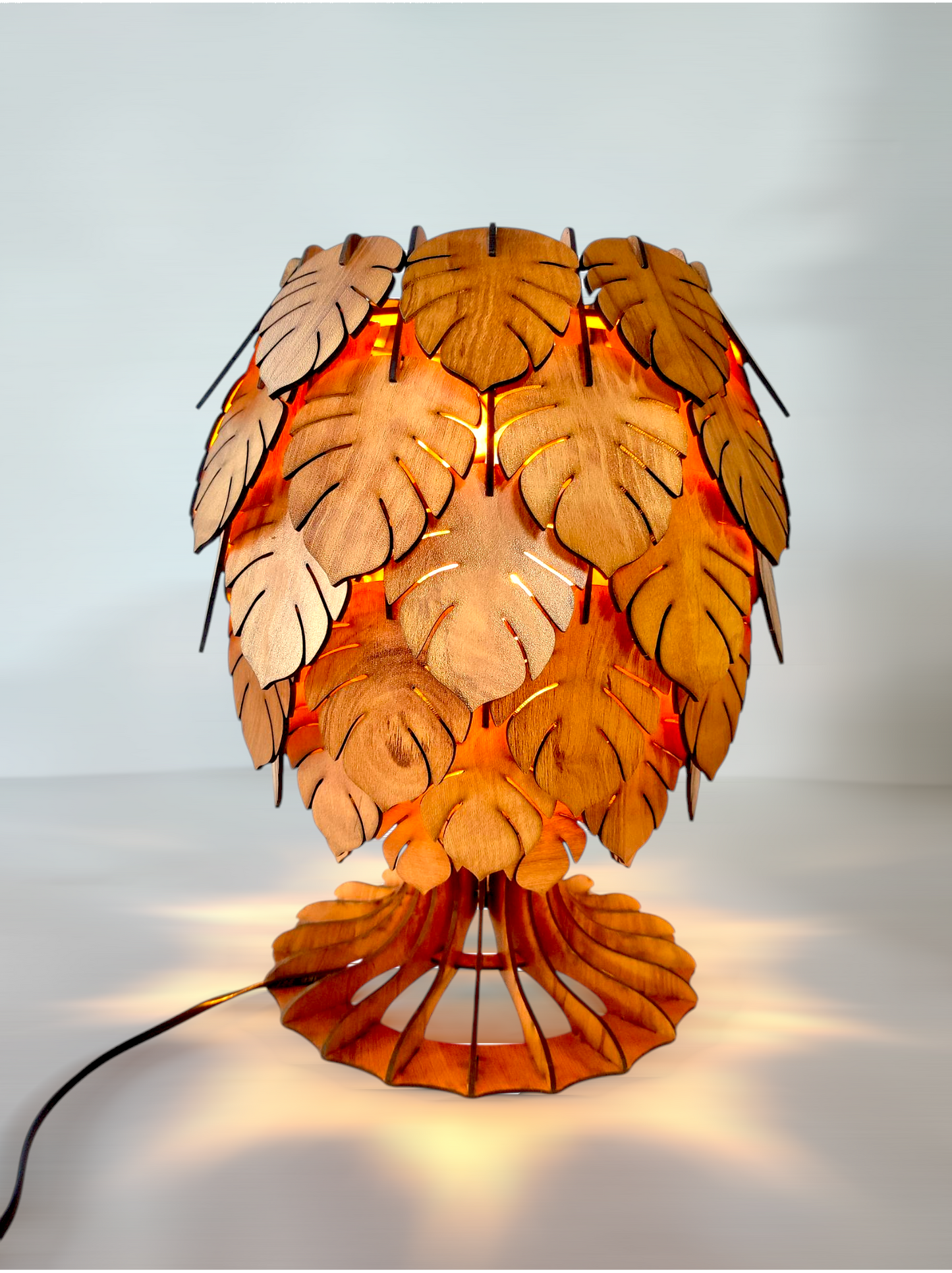 woodiography Handcrafted Wooden Table Lamp pineapple shape for bedroom, side table and home decoration