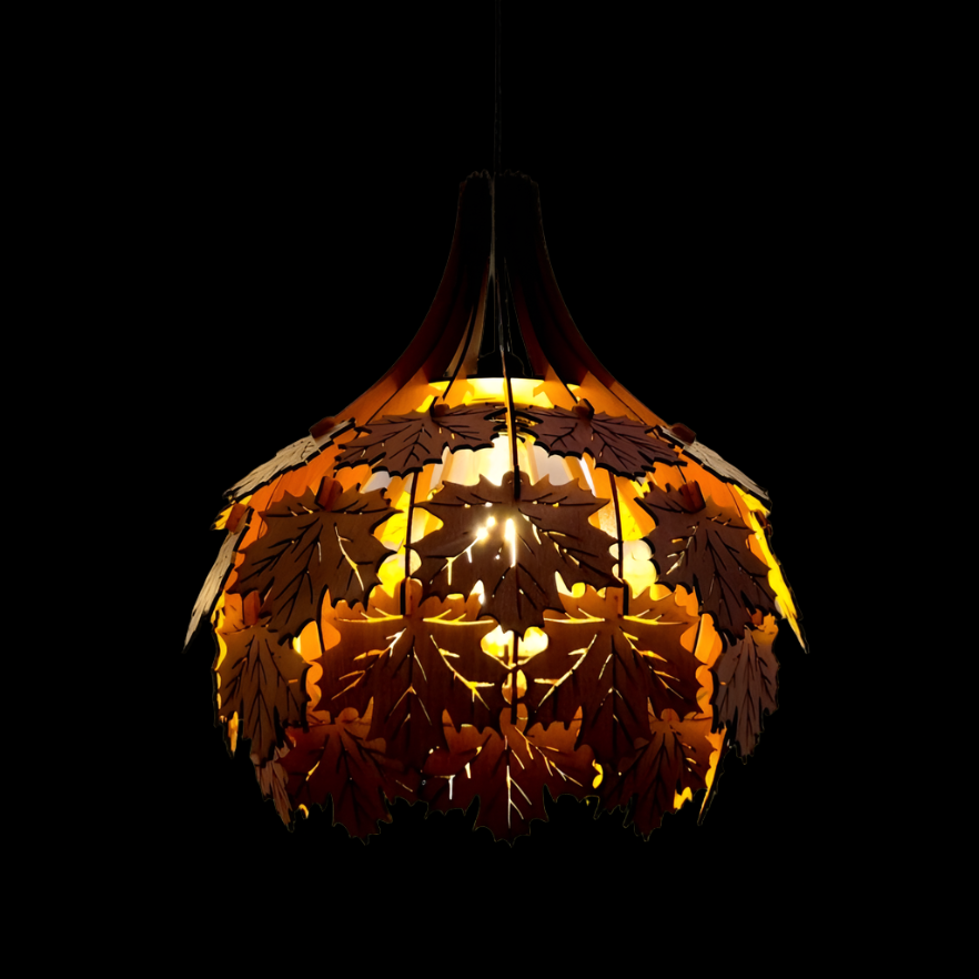 Woodiography wooden chandelier MAPLE LEAVES