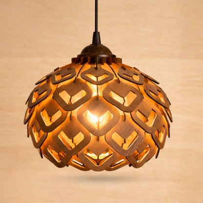 Woodiography wooden chandelier lotus heart