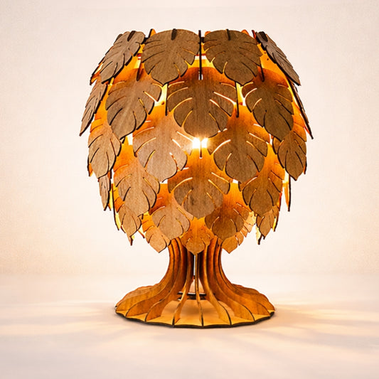 woodiography Handcrafted Wooden Table Lamp pineapple shape for bedroom, side table and home decoration
