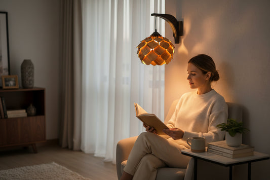 Woodiography wooden wall lamp lotus shape 2