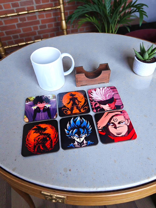 Anime theme Coaster set of 6 with stand