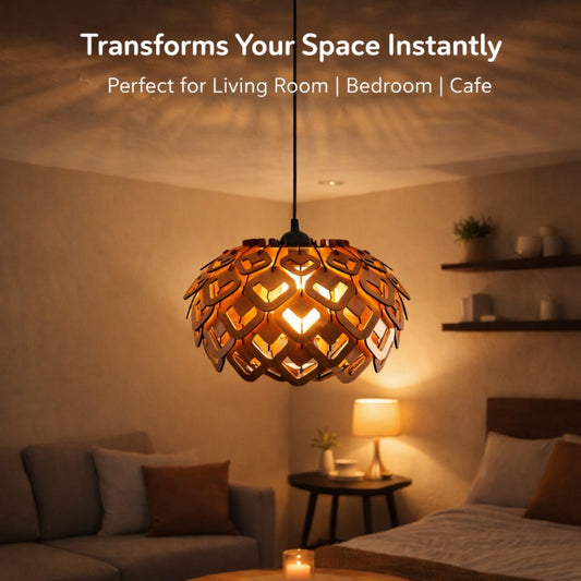 Wooden Ceiling Lamp | Designer Hanging Light for Living Room, Bedroom & Home Decor | Premium Wood Light Fixture CL001B