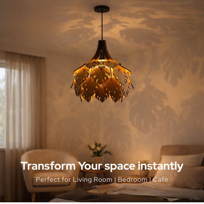 Modern Wooden Leafe Pendant Light for Living Room & Entryway | Woodiography