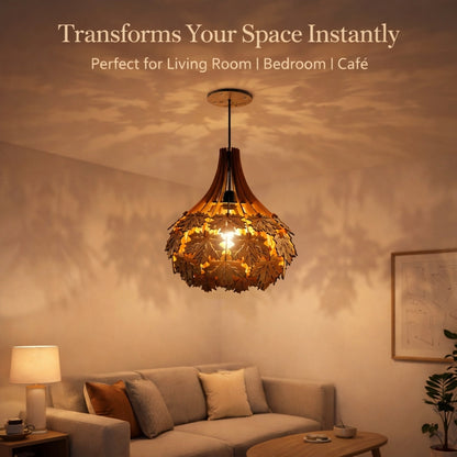 Maple Leaves Chandelier,Modern Wooden Pendant Light for Living Room & Entryway | Woodiography
