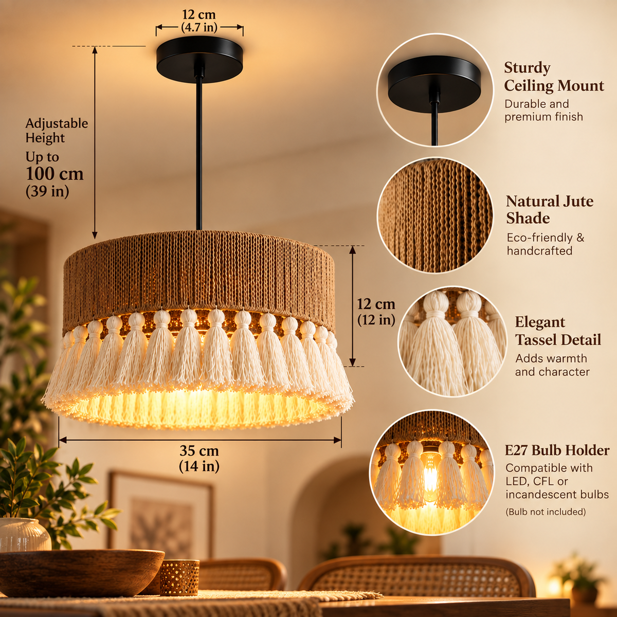 Jute ceiling lights for livingroom