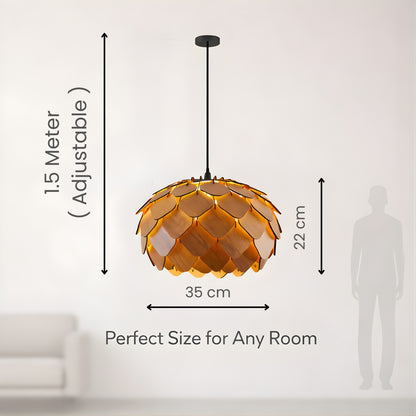 Wooden Lotus Grand Modern Pendant Light for Living Room & Entryway | Woodiography