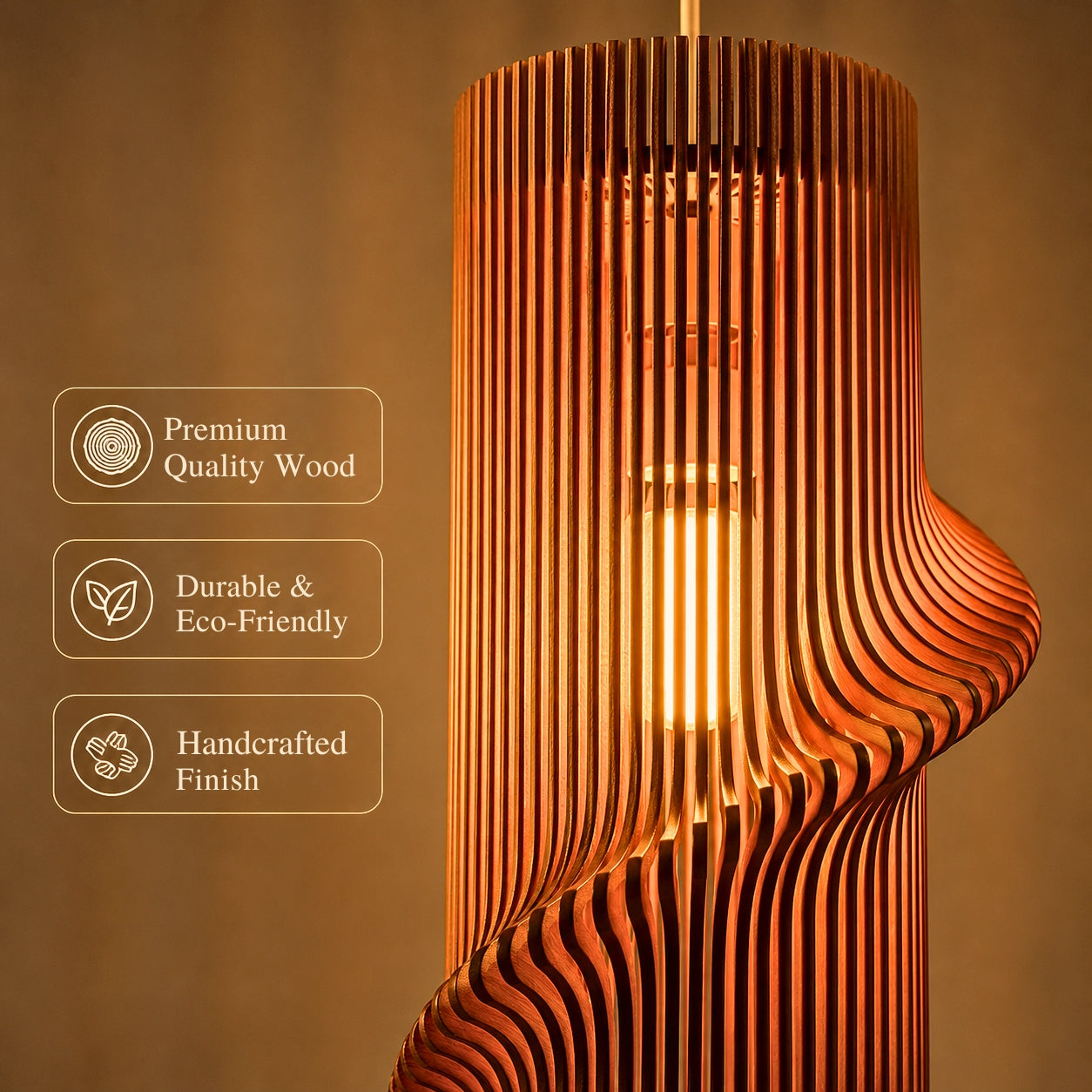 Spiral wooden lamp