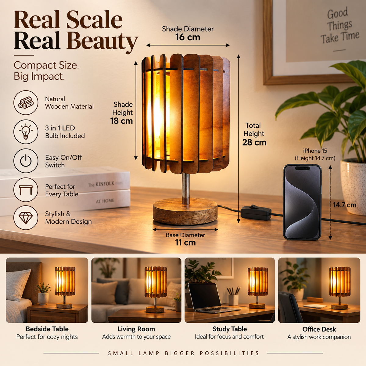 Minimal Wooden Desk lamp