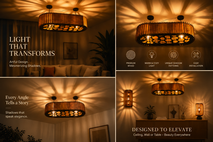 Wooden Lumora chandelier for leaving room hotel and restaurant | Woodiography