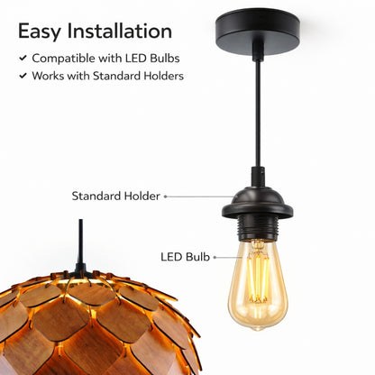 Wooden Lotus Grand Modern Pendant Light for Living Room & Entryway | Woodiography