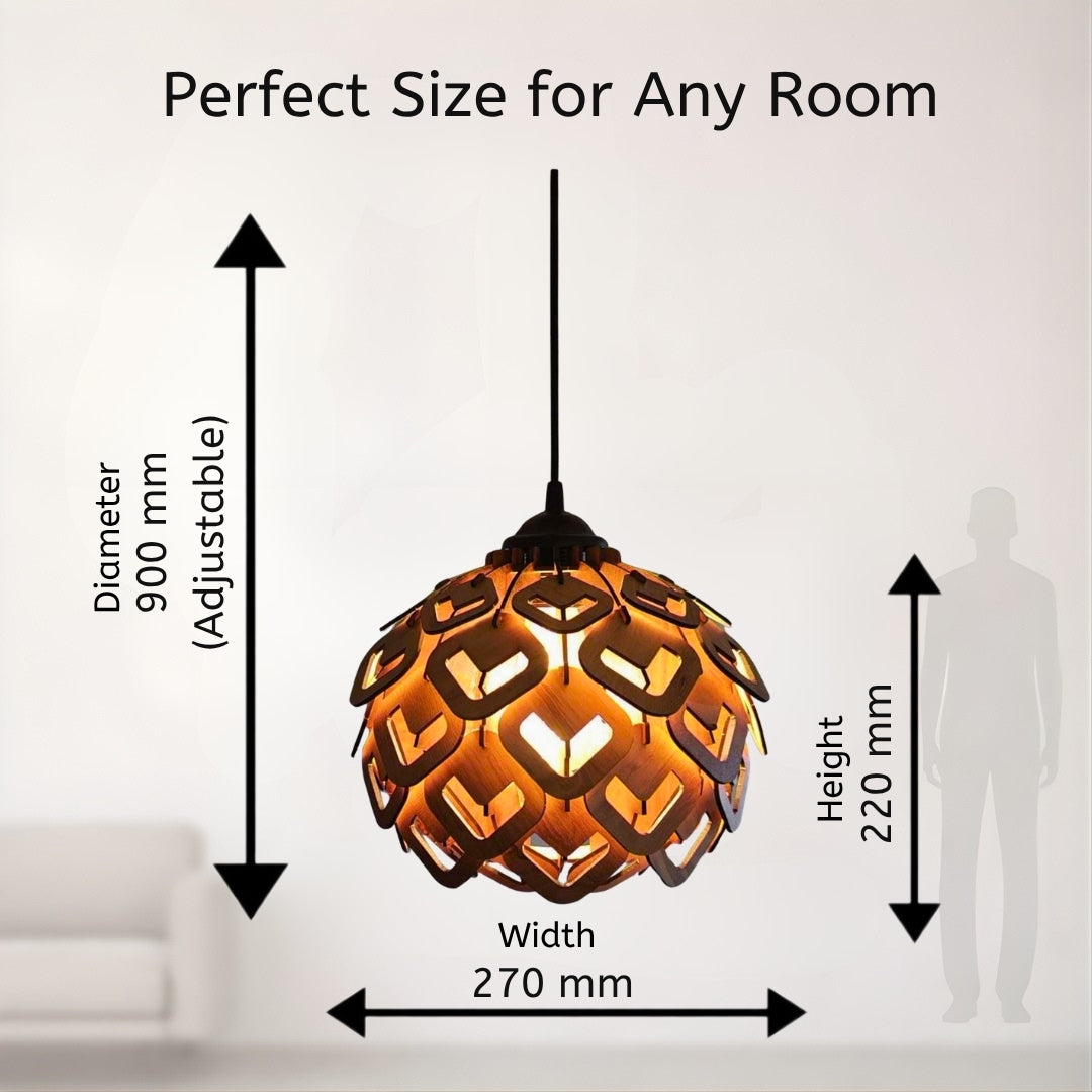 Wooden Lotus Heart Modern Pendant Light for Living Room & Entryway | Woodiography