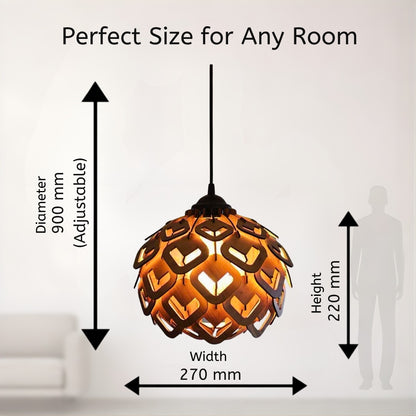 Wooden Lotus Heart Modern Pendant Light for Living Room & Entryway | Woodiography