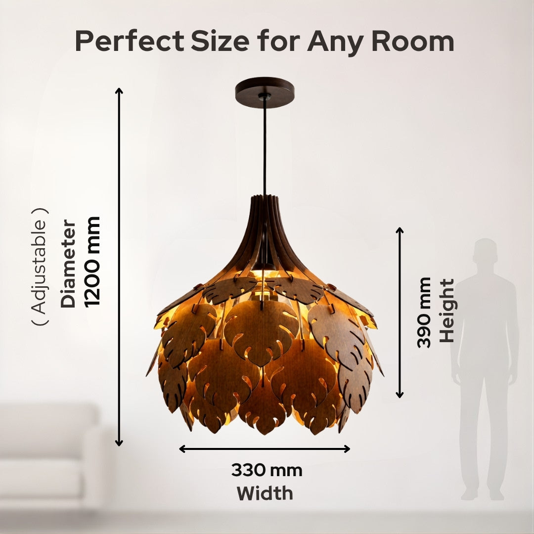 Modern Wooden Leafe Pendant Light for Living Room & Entryway | Woodiography