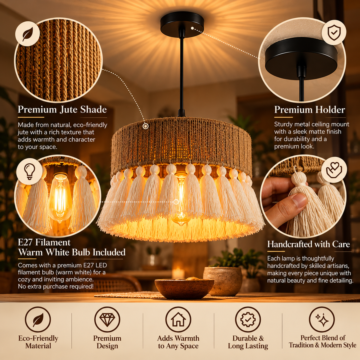 Jute ceiling lights for livingroom