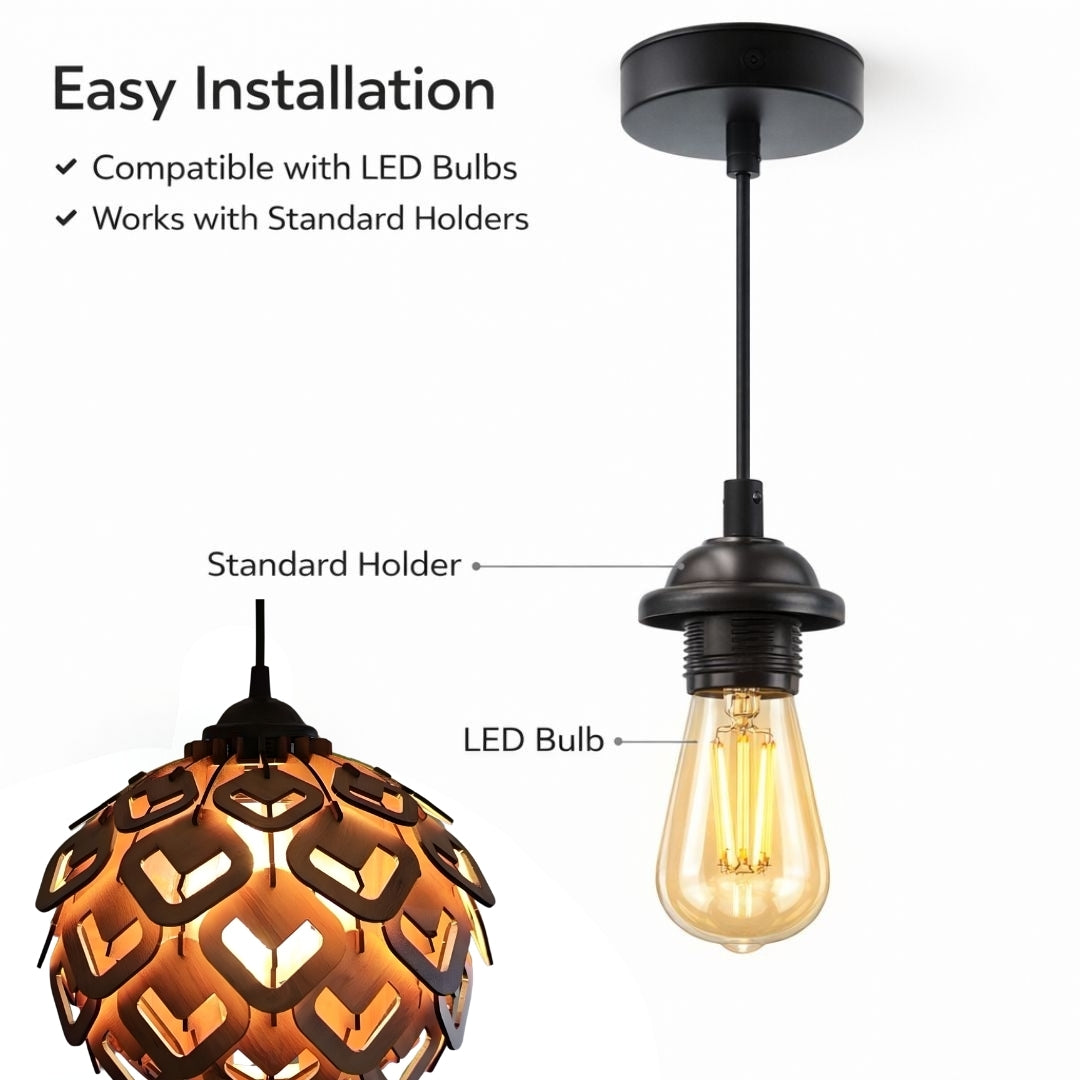 Wooden Lotus Heart Modern Pendant Light for Living Room & Entryway | Woodiography