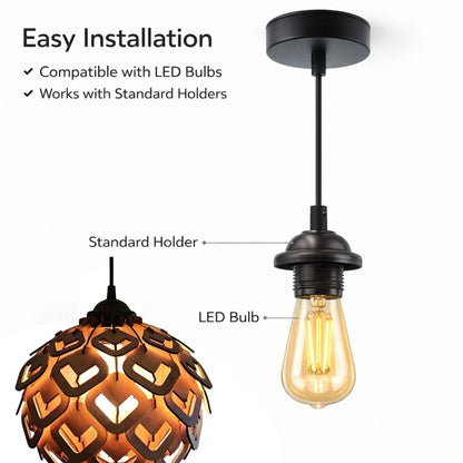 Wooden Lotus Heart Modern Pendant Light for Living Room & Entryway | Woodiography