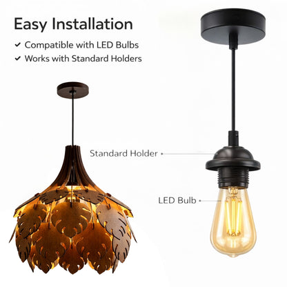 Modern Wooden Leafe Pendant Light for Living Room & Entryway | Woodiography