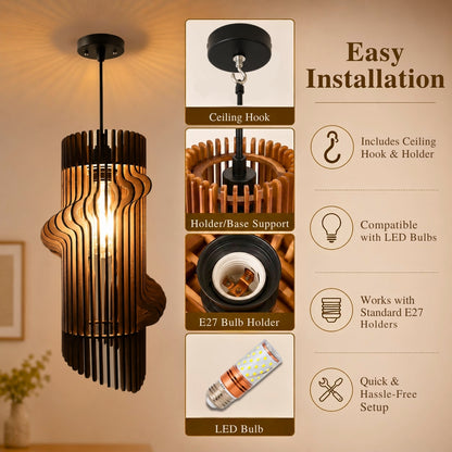 Spiral wooden lamp