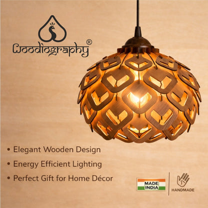 Wooden Lotus Heart Modern Pendant Light for Living Room & Entryway | Woodiography