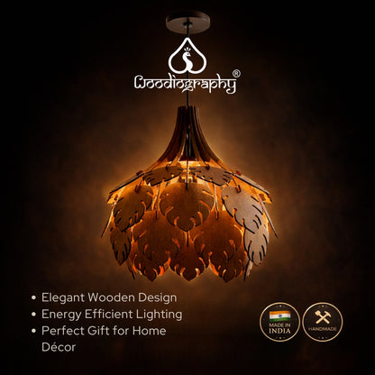 Modern Wooden Leafe Pendant Light for Living Room & Entryway | Woodiography