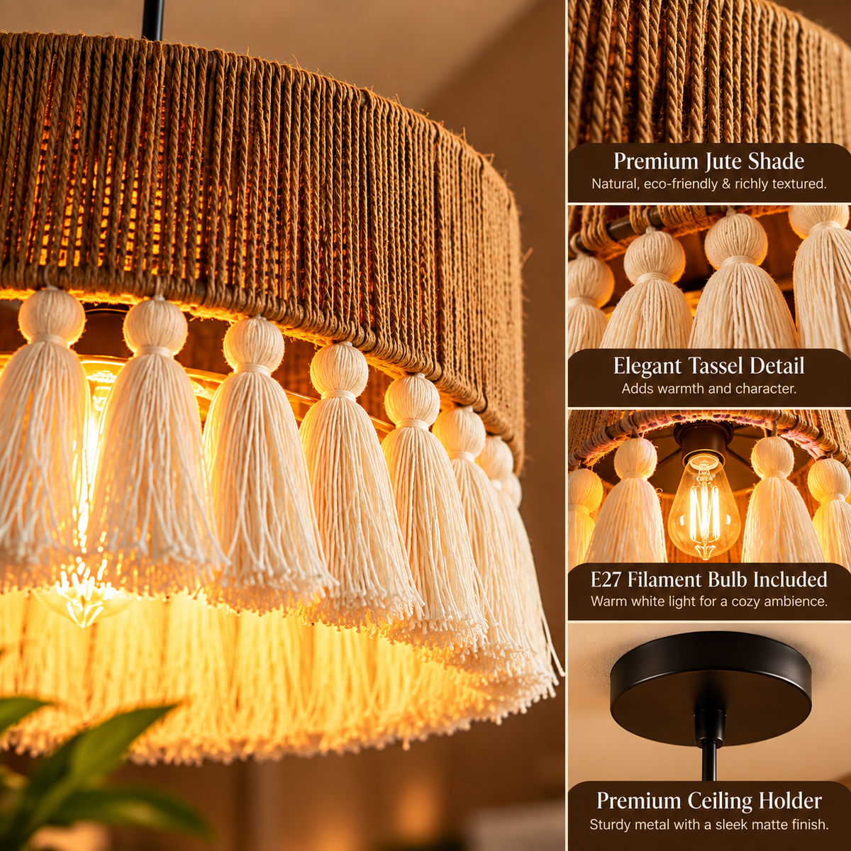 Jute ceiling lights for livingroom