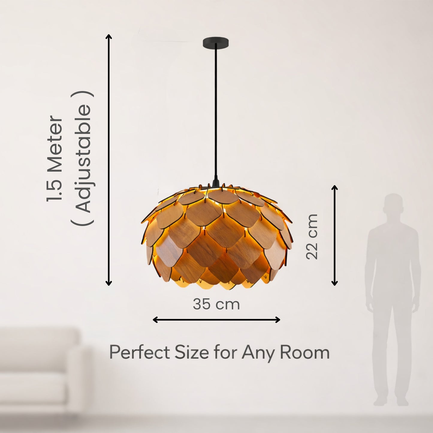 Wooden Ceiling Lamp with Artistic Shadow Patterns | Modern Decorative Hanging Light for Living Room & Bedroom | Woodiography CL002B