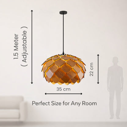 Wooden Ceiling Lamp with Artistic Shadow Patterns | Modern Decorative Hanging Light for Living Room & Bedroom | Woodiography CL002B