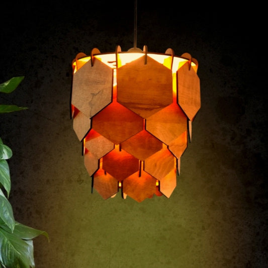 Woodiography wooden chandelier hexagon