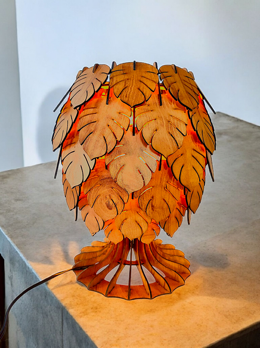 woodiography Handcrafted Wooden Table Lamp pineapple shape for bedroom, side table and home decoration
