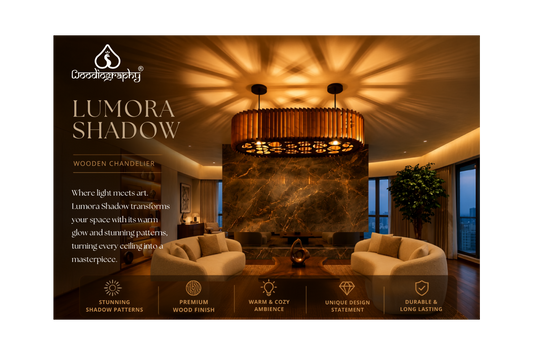 Wooden Lumora chandelier for leaving room hotel and restaurant | Woodiography