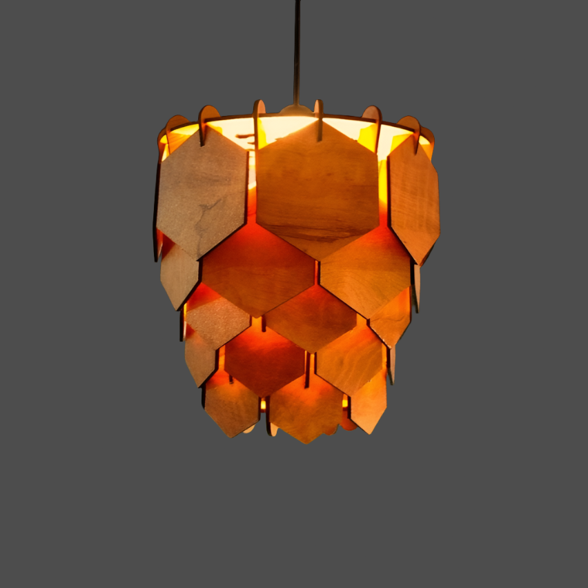 Woodiography wooden chandelier hexagon