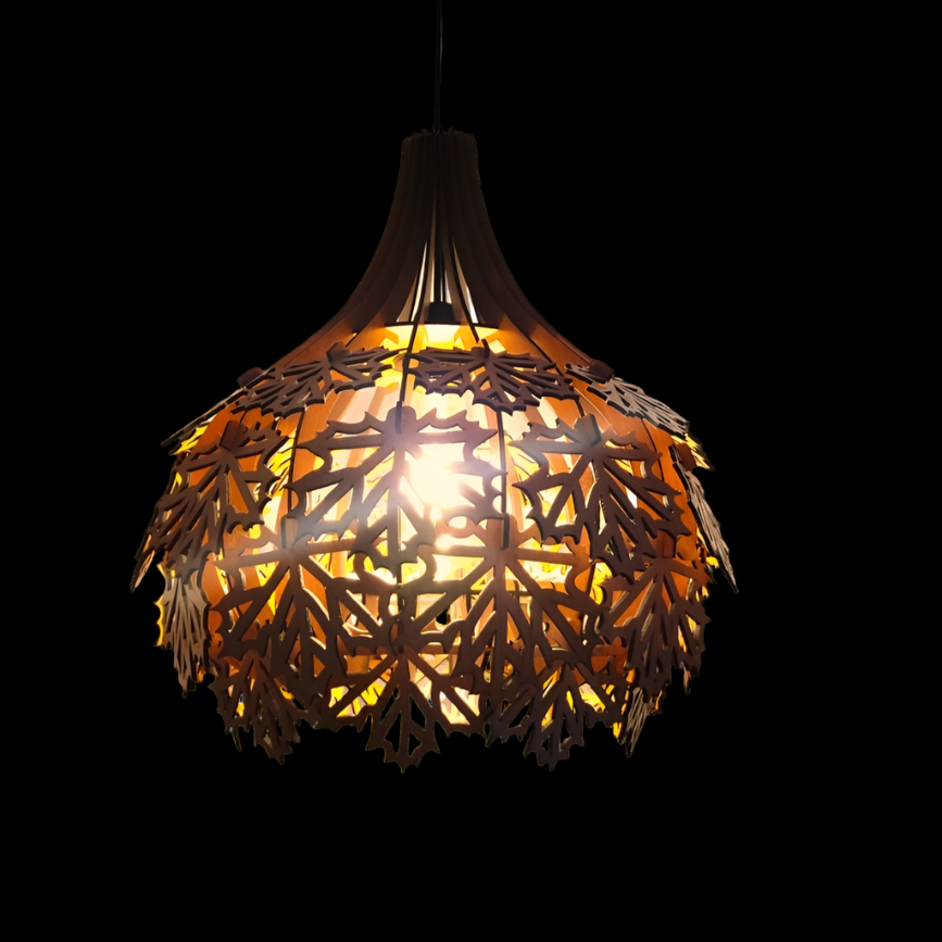 Woodiography wooden chandelier MAPLE LEAVES HOLLOW