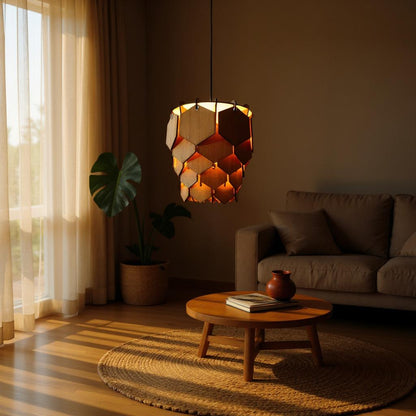 Woodiography wooden chandelier hexagon