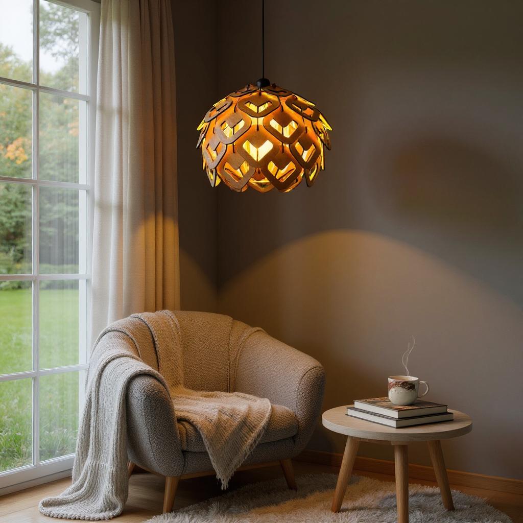 Woodiography wooden chandelier lotus heart