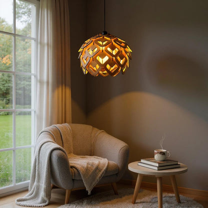 Woodiography wooden chandelier lotus heart