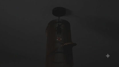 Spiral wooden lamp