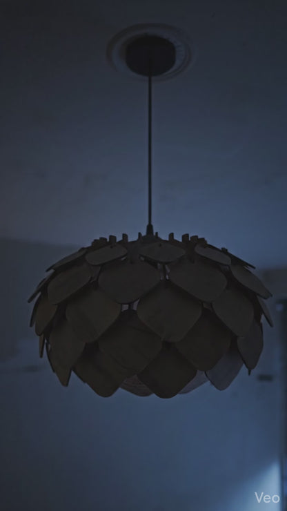 Wooden Ceiling Lamp with Artistic Shadow Patterns | Modern Decorative Hanging Light for Living Room & Bedroom | Woodiography CL002B
