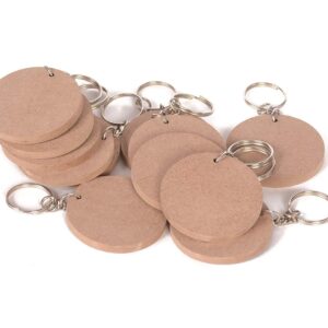 Woodiography DIY MDF Keychain Round 2inchX2inch 2.5 mm Thickness Craft Material Circle-Shaped for Painting, Decoupage, Resin Art Work & Decoration - Set of 20