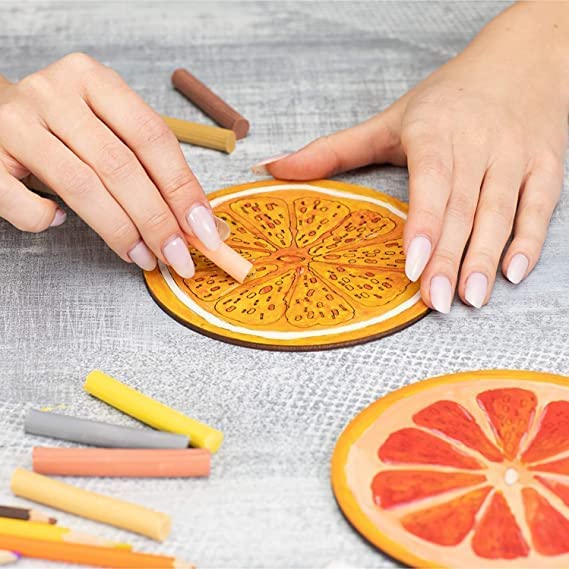 Woodiography DIY Wooden Coasters, Mixed Shapes Squre Round Hexagon Heart Flower Shape, Set of 30, MDF Craft Boards for Art Projects