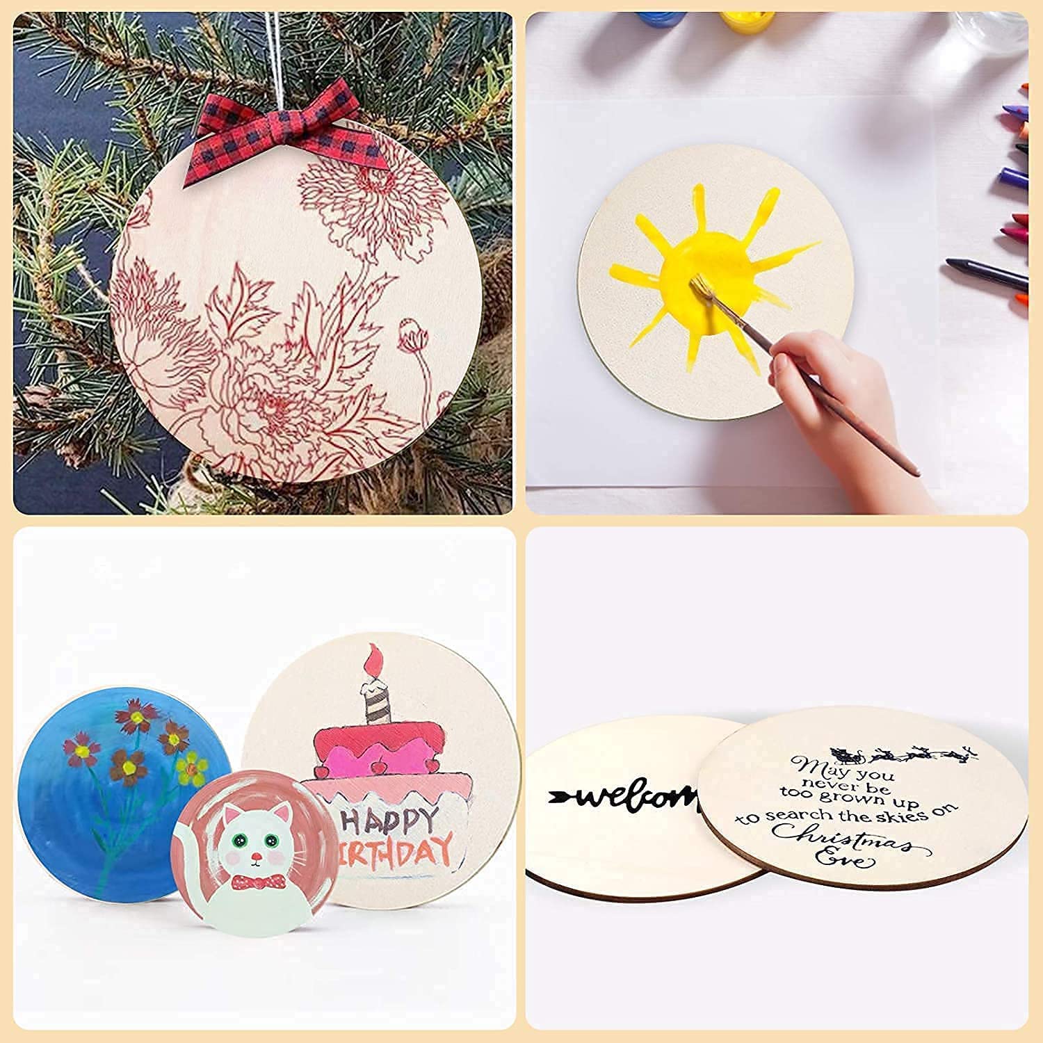 Woodiography MDF Board Craft Discs, 8 inch x 8 inch, 2.5 mm Thickness, Set of 10, Round for lippan Art Mandala Art and resinart.