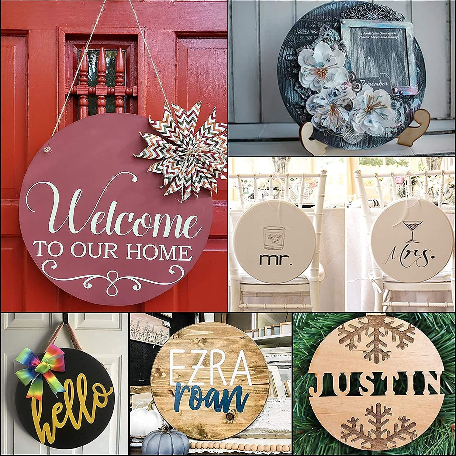 Woodiography MDF Board Craft Discs, 8 inch x 8 inch, 2.5 mm Thickness, Set of 10, Round for lippan Art Mandala Art and resinart.