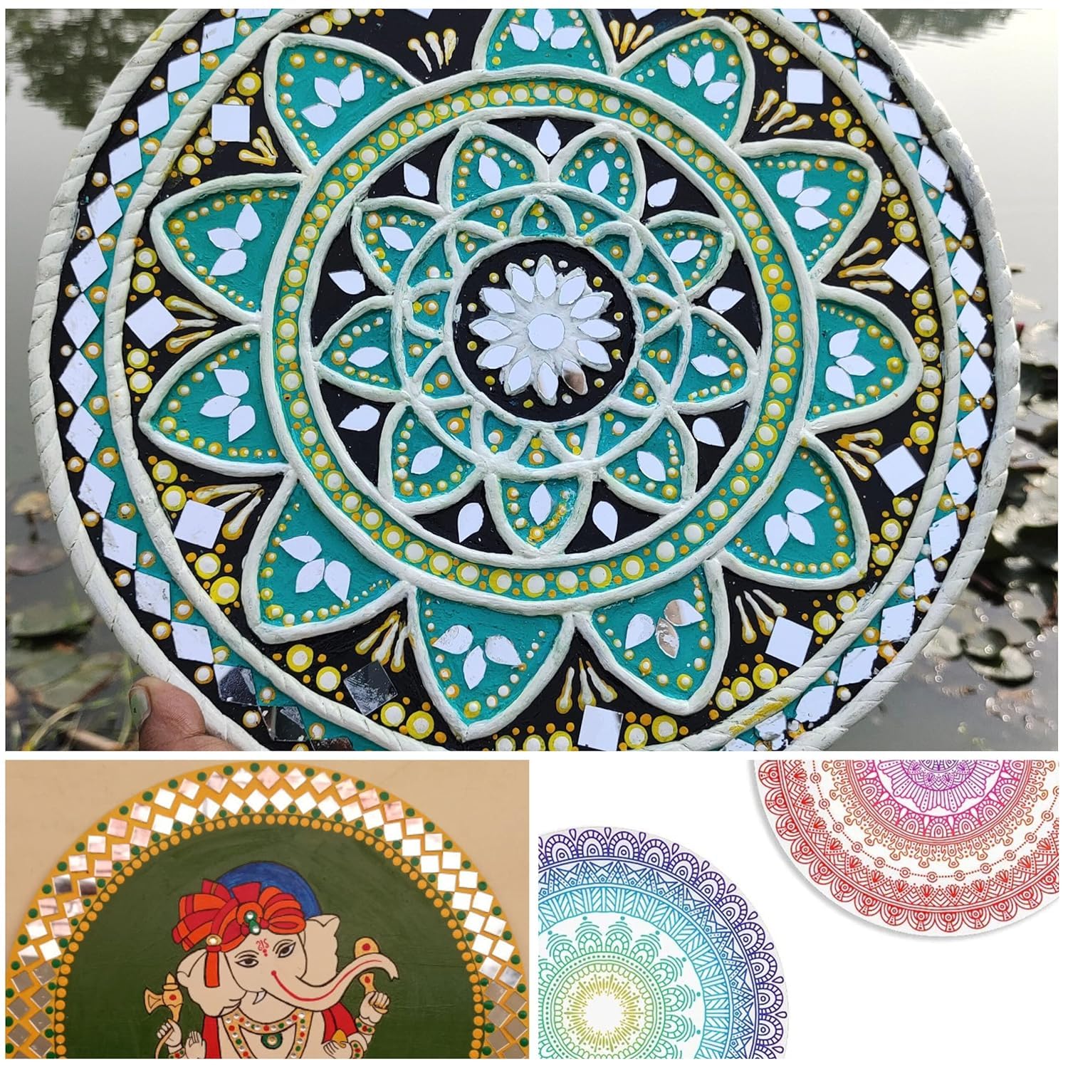 Woodiography MDF Board Craft Discs, 8 inch x 8 inch, 2.5 mm Thickness, Set of 10, Round for lippan Art Mandala Art and resinart.