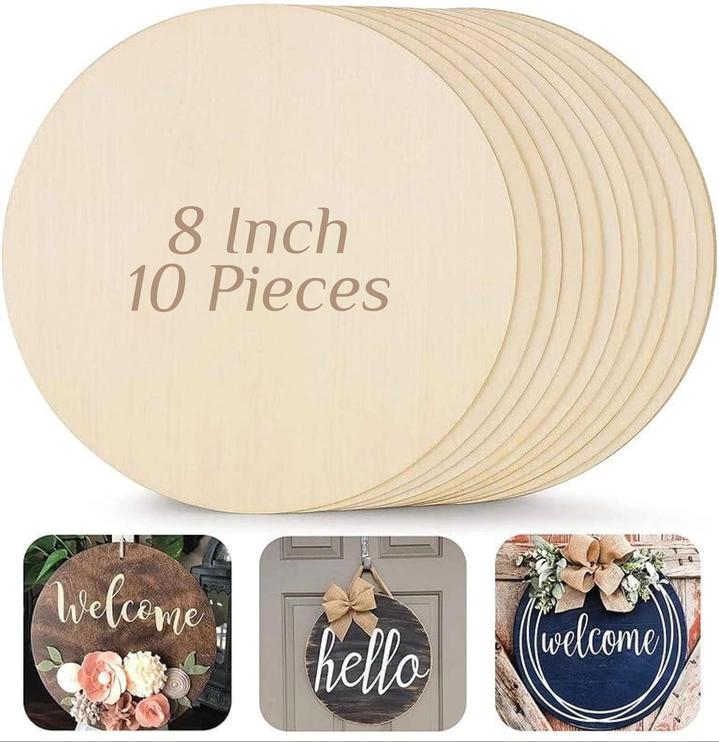 Woodiography MDF Board Craft Discs, 8 inch x 8 inch, 2.5 mm Thickness, Set of 10, Round for lippan Art Mandala Art and resinart.