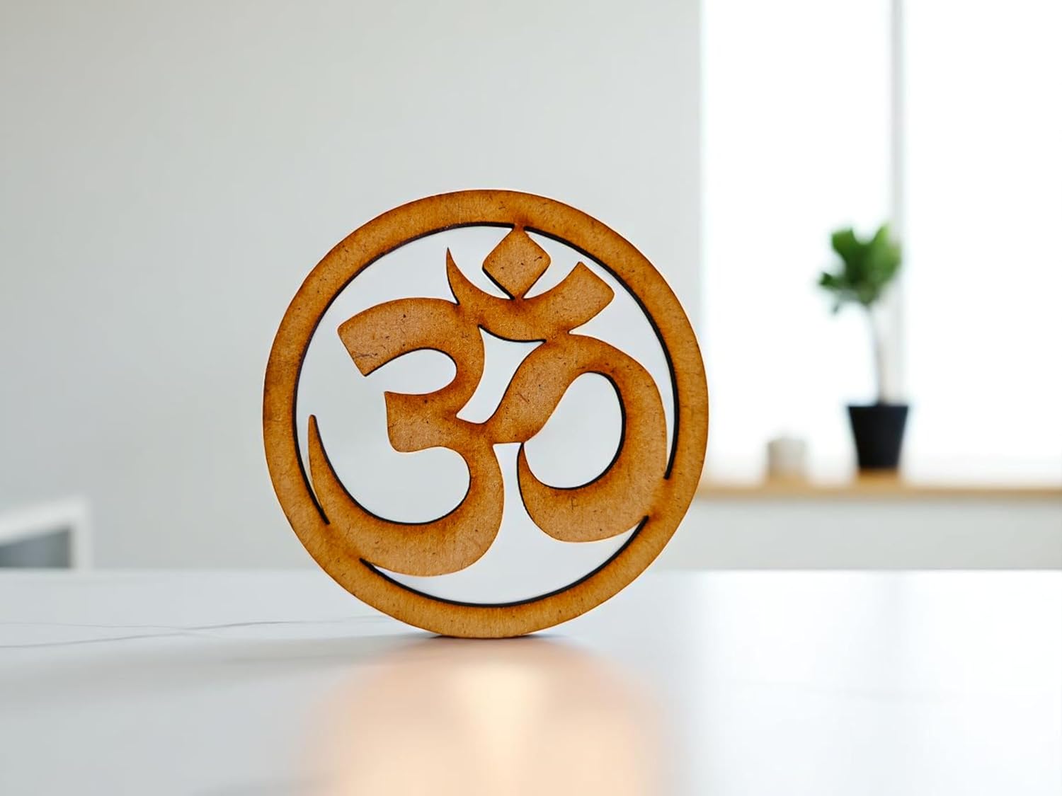 Woodiography Om Symbol MDF Craft Items, 76mm Round Shape, Pack of 25, for Art and Painting