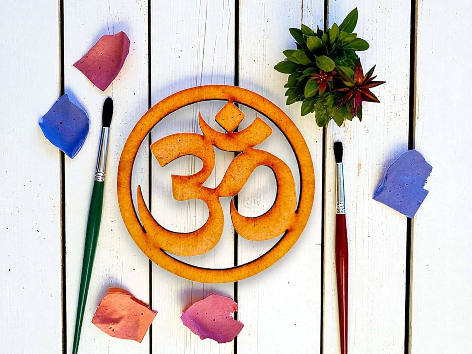 Woodiography Om Symbol MDF Craft Items, 76mm Round Shape, Pack of 25, for Art and Painting