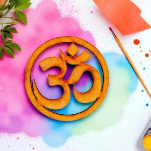 Woodiography Om Symbol MDF Craft Items, 76mm Round Shape, Pack of 25, for Art and Painting