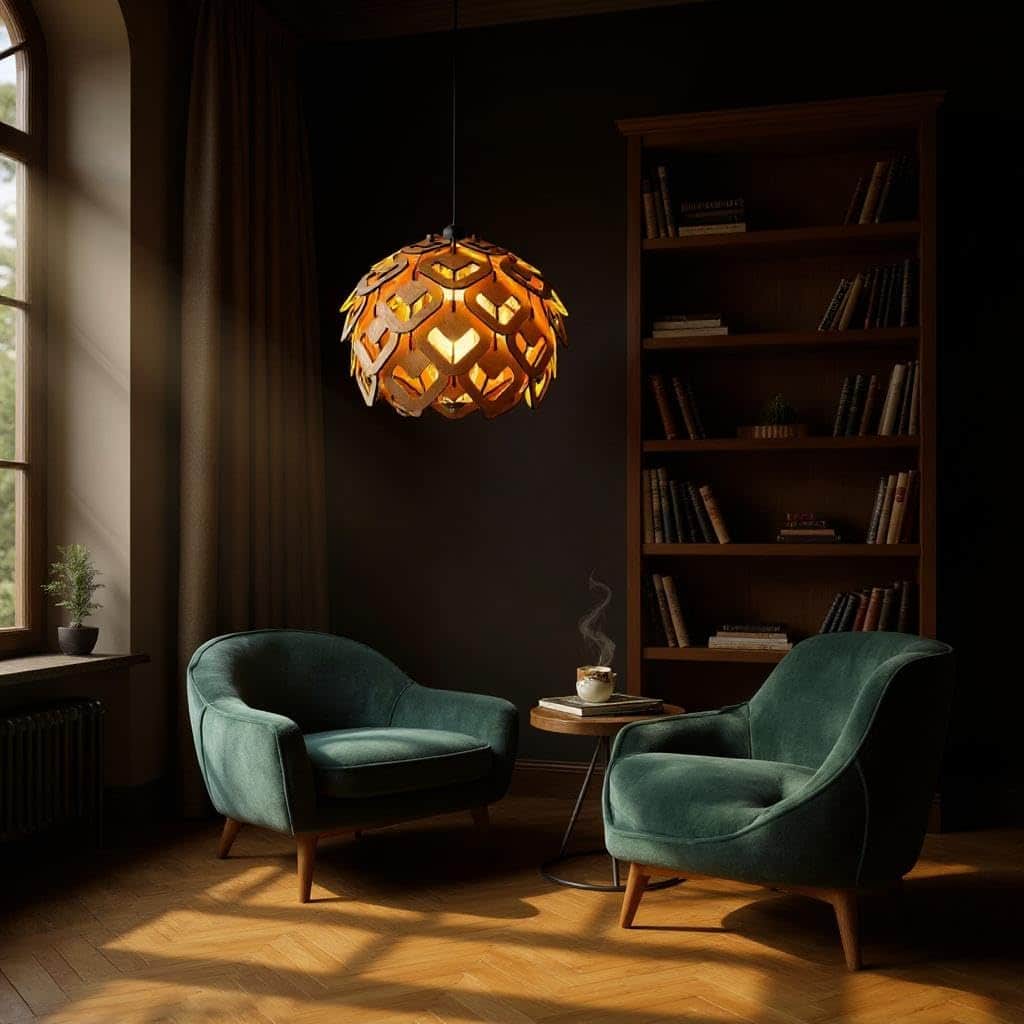 woodiography Pendant lamp Holder, Wooden Ceiling lamp, Wooden Hanging lamp handicrafted Home decore Chandelier Light (DIY Holder)